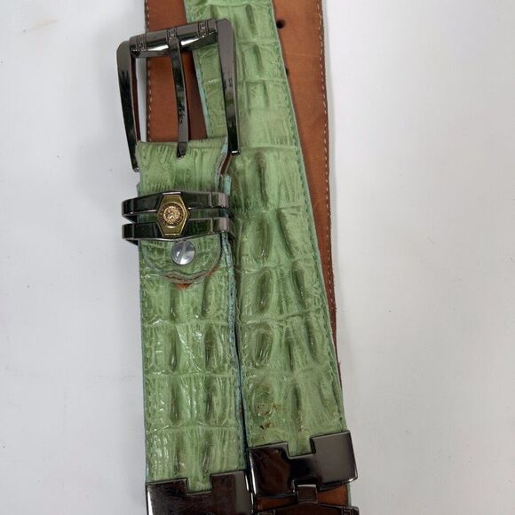 Vintage Y2K Green Leather Crocodile Indie Grunge Streetwear Chunky Belt / 38 - Picture 3 of 8